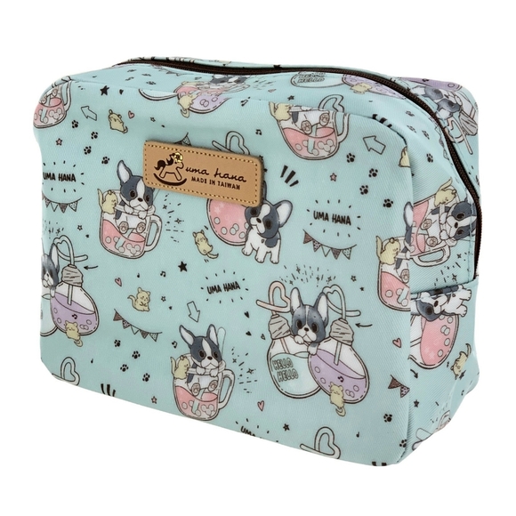 Waterproof Boba French Bulldog Cube Makeup Cosmetic Bag - Picture 1 of 10